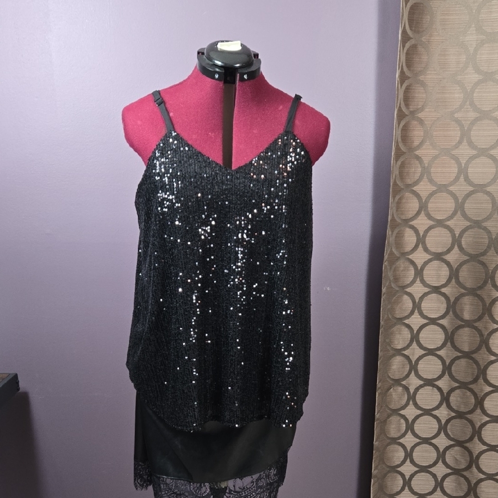 Torrid Black Sequin Camisole Top